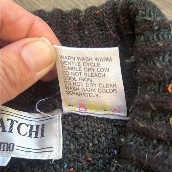 Bugatchi | Vintage Pine Green and Charcoal Knit V-Neck Sweater Size Large - Picture 7 of 14